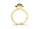 Yellow gold Fancy Green Radiant  Halo Diamond Solitaire with Pavé Band and Four-Prong Setting_79