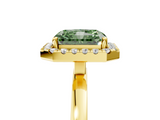 Yellow gold Fancy Green Radiant  Halo Diamond Solitaire with Pavé Band and Four-Prong Setting_81