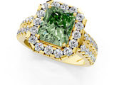 Yellow gold Fancy Green Radiant  Halo Diamond Split Shank Engagement Ring with Prong Setting_54