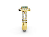 Yellow gold Fancy Green Radiant  Halo Diamond Split Shank Engagement Ring with Prong Setting_55