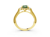 Yellow gold Fancy Green Radiant  Halo Milgrain Pave Diamond Ring with Four-Prong Setting 3
