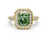 Yellow gold Fancy Green Radiant  Halo Pavé Diamond Engagement Ring with Bezel Setting_19