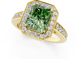 Yellow gold Fancy Green Radiant  Halo Pavé Diamond Engagement Ring with Bezel Setting_20