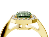 Yellow gold Fancy Green Radiant  Halo Pavé Diamond Engagement Ring with Bezel Setting_23