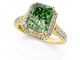 Yellow gold Fancy Green Radiant  Halo Pavé Diamond Engagement Ring with Four-Prong Setting_26