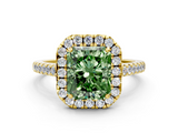 Yellow gold Fancy Green Radiant  Halo Pavé Diamond Engagement Ring with Four-Prong Setting_3