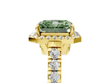 Yellow gold Fancy Green Radiant  Halo Pavé Diamond Engagement Ring with Four-Prong Setting_30