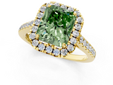 Yellow gold Fancy Green Radiant  Halo Pavé Diamond Engagement Ring with Four-Prong Setting_4