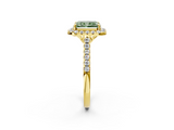 Yellow gold Fancy Green Radiant  Halo Pavé Diamond Engagement Ring with Four-Prong Setting_5