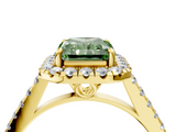 Yellow gold Fancy Green Radiant  Halo Pavé Diamond Engagement Ring with Four-Prong Setting_7