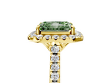 Yellow gold Fancy Green Radiant  Halo Pavé Diamond Engagement Ring with Four-Prong Setting_8
