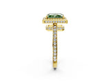 Yellow gold Fancy Green Radiant  Halo Pave Band Solitaire Ring with Prong Setting_68
