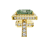 Yellow gold Fancy Green Radiant  Halo Pave Band Solitaire Ring with Prong Setting_71