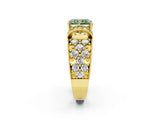 Yellow gold Fancy Green Radiant  Halo Pave Diamond Engagement Ring with Milgrain Detailing_51