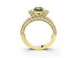 Yellow gold Fancy Green Radiant  Halo Pave Diamond Engagement Ring with Milgrain Detailing_52