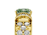 Yellow gold Fancy Green Radiant  Halo Pave Diamond Engagement Ring with Milgrain Detailing_54
