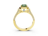 Yellow gold Fancy Green Radiant  Halo Pave Split Shank Prong Setting Ring_29