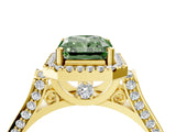 Yellow gold Fancy Green Radiant  Halo Pave Split Shank Prong Setting Ring_30