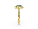 Yellow gold Fancy Green Radiant  Halo Round Diamond Pave Band with Four-Prong Setting_40