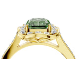 Yellow gold Fancy Green Radiant  Halo Round Diamond Pave Band with Four-Prong Setting_42