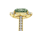 Yellow gold Fancy Green Radiant  Halo Round Diamond Pave Band with Four-Prong Setting_43