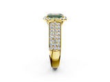 Yellow gold Fancy Green Radiant  Halo Round Diamond Pave Band with Prong Setting 2
