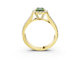 Yellow gold Fancy Green Radiant  Halo Round Diamond Pave Band with Prong Setting 3