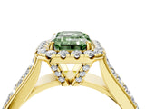 Yellow gold Fancy Green Radiant  Halo Round Diamond Pave Band with Prong Setting 4