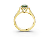 Yellow gold Fancy Green Radiant  Halo Round Diamond Pave Band with Prong Setting_41