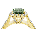 Yellow gold Fancy Green Radiant  Halo Round Diamond Pave Band with Prong Setting_42