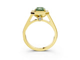 Yellow gold Fancy Green Radiant  Halo Solitaire Diamond Ring with Pave Band and Bezel Setting_52