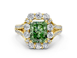 Yellow gold Fancy Green Radiant  Halo Split Shank Diamond Engagement Ring with Pave Band and Four-Prong Setting_70