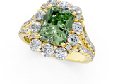 Yellow gold Fancy Green Radiant  Halo Split Shank Diamond Engagement Ring with Pave Band and Four-Prong Setting_71