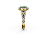 Yellow gold Fancy Green Radiant  Halo Split Shank Diamond Engagement Ring with Pave Band and Four-Prong Setting_72