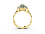 Yellow gold Fancy Green Radiant  Halo Split Shank Diamond Engagement Ring with Pave Band and Four-Prong Setting_73