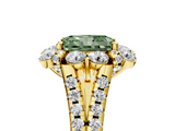 Yellow gold Fancy Green Radiant  Halo Split Shank Diamond Engagement Ring with Pave Band and Four-Prong Setting_75