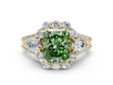 Yellow gold Fancy Green Radiant  Halo Split Shank Diamond Engagement Ring with Prong Setting_20