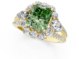 Yellow gold Fancy Green Radiant  Halo Split Shank Diamond Engagement Ring with Prong Setting_21