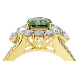 Yellow gold Fancy Green Radiant  Halo Split Shank Diamond Engagement Ring with Prong Setting_24