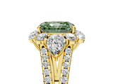 Yellow gold Fancy Green Radiant  Halo Split Shank Diamond Engagement Ring with Prong Setting_25