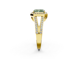 Yellow gold Fancy Green Radiant  Halo Split Shank Diamond Ring with Four-Prong Setting_34