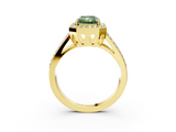 Yellow gold Fancy Green Radiant  Halo Split Shank Diamond Ring with Four-Prong Setting_35