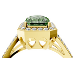Yellow gold Fancy Green Radiant  Halo Split Shank Diamond Ring with Four-Prong Setting_36