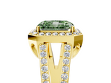 Yellow gold Fancy Green Radiant  Halo Split Shank Diamond Ring with Four-Prong Setting_37