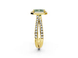 Yellow gold Fancy Green Radiant  Halo Split Shank Diamond Ring with Pavé Setting_28