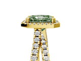 Yellow gold Fancy Green Radiant  Halo Split Shank Diamond Ring with Pavé Setting_31