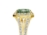 Yellow gold Fancy Green Radiant  Halo Split Shank Diamond Ring with Prong Setting_25