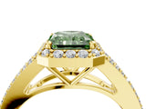 Yellow gold Fancy Green Radiant  Halo Split Shank Pave Diamond Ring with Four-Prong Setting_55