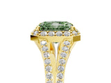 Yellow gold Fancy Green Radiant  Halo Split Shank Pave Diamond Ring with Four-Prong Setting_56