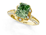 Yellow gold Fancy Green Radiant  Halo Split Shank Pave Diamond Ring with Petal Prong Setting_21